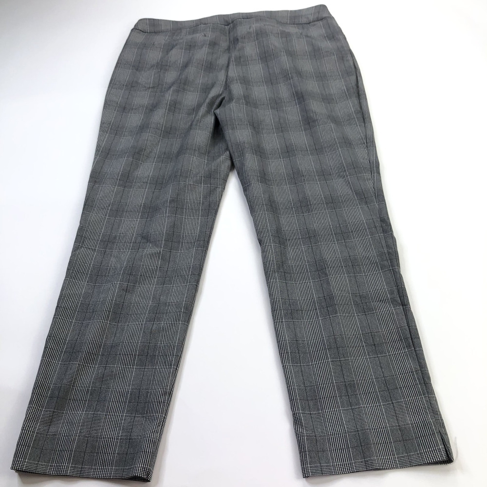 Chico's Pull On TALL 3.5T 18T (Fit 40W 29L) High Rise Pant Glen Plaid Gray